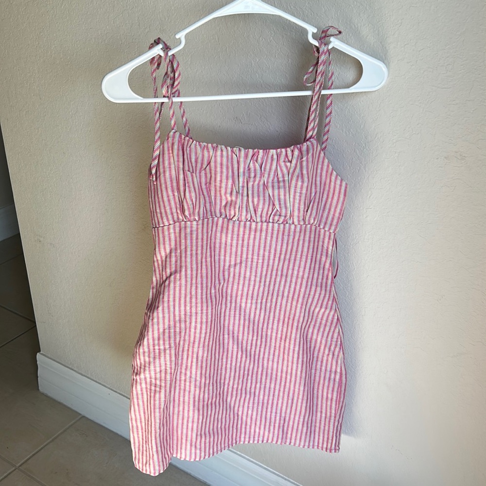 Pink striped mini dress